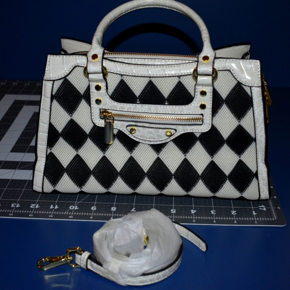 Black and White Argyle Handbag